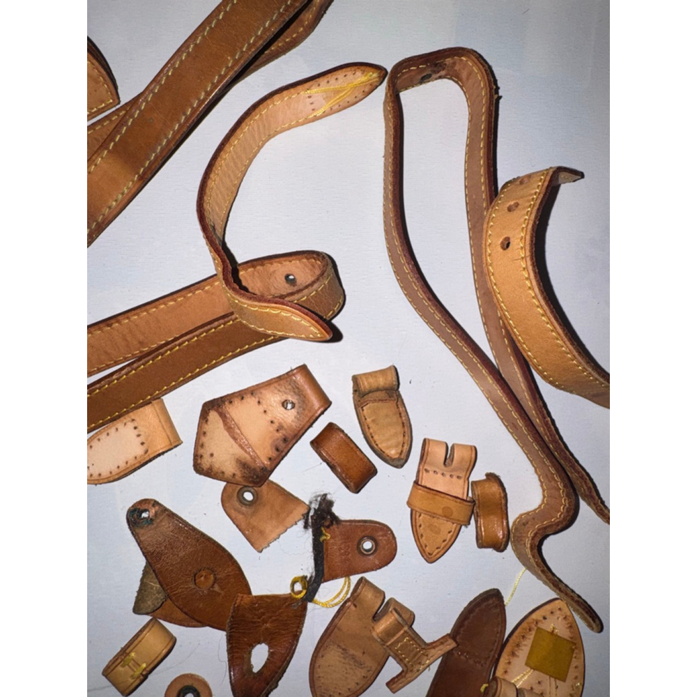 SKU-S005 | Vachetta Leather Scrap Lot Straps Tabs Repair Pieces Mixed Bundle - Picture 5 of 7